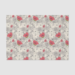 Poppy Flower Garden Pattern Tissue Paper