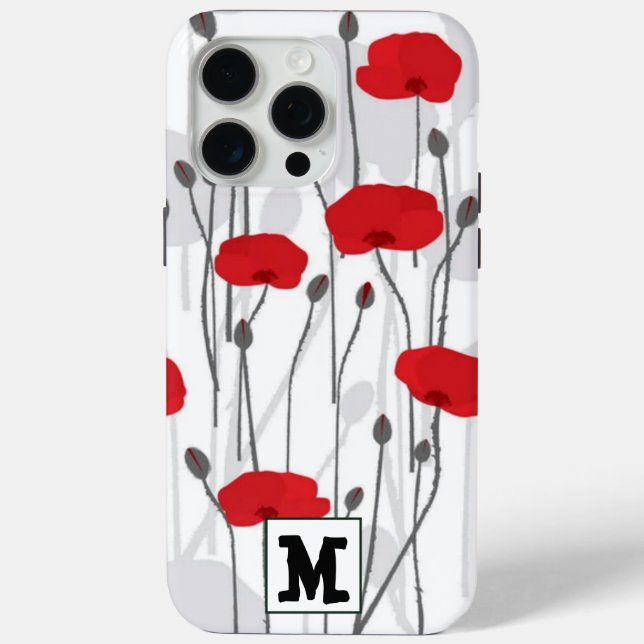 Poppy flower gift botanical pretty monogram Case-Mate iPhone case (Back)