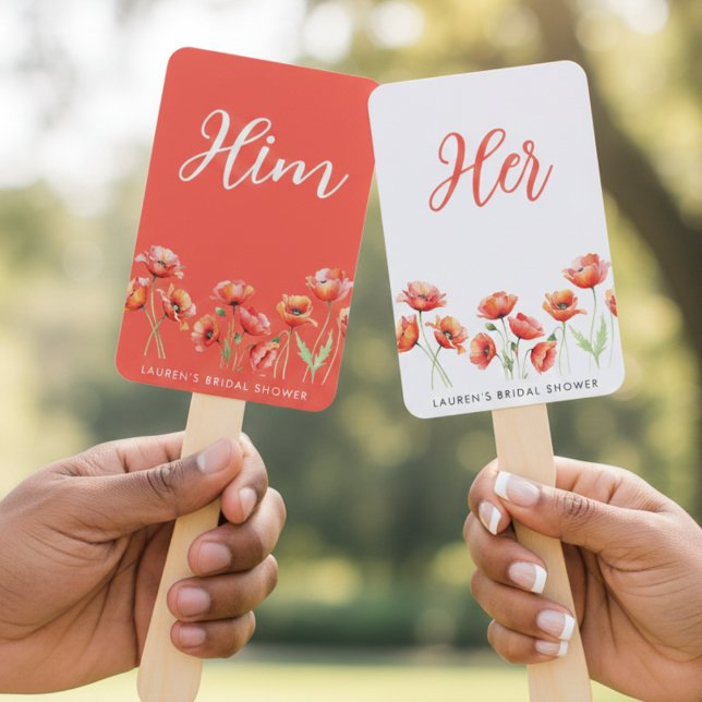 Poppy Flower Guess Who Game Baby Bridal Shower Hand Fan (Poppy Flower Guess Who Game Baby Bridal Shower Hand Fan
)