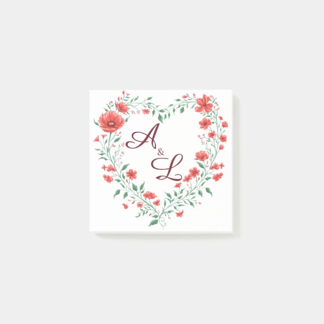 Poppy Flower Love Card Post-it Notes (Front)
