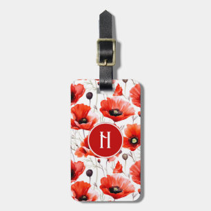 Poppy Flower Luggage Tag