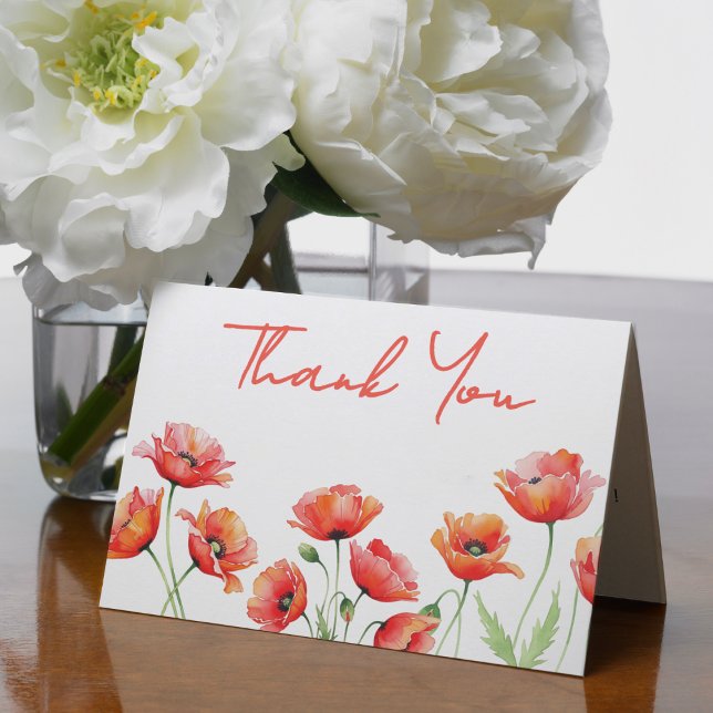 Poppy Flower Orange Spring Baby Shower Thank You Card (Poppy Flower Orange Spring Baby Shower Thank You Card
)