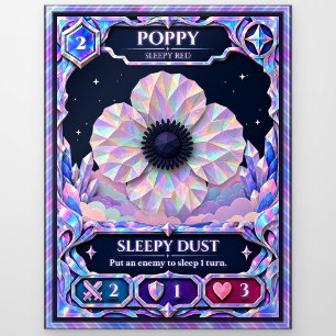 Poppy Flower, Rainbow Foil Art Postcard