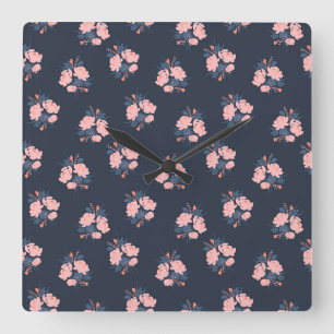 Poppy Flower Square Wall Clock