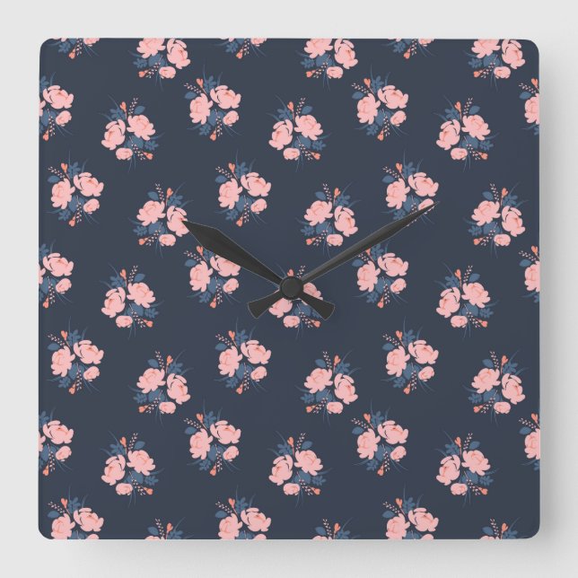Poppy Flower Square Wall Clock (Front)
