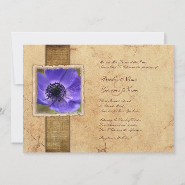 Poppy Flower Vintage Wedding Invitations (Front)