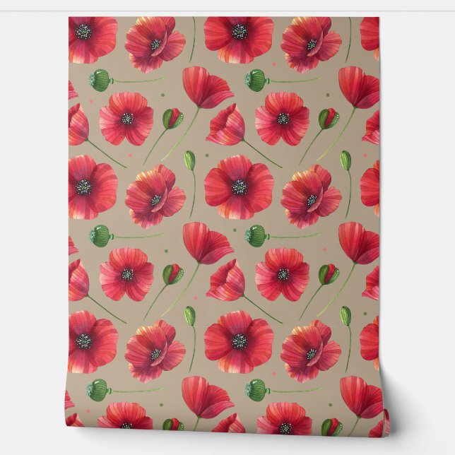 Poppy flower wallpaper (Unrolling)