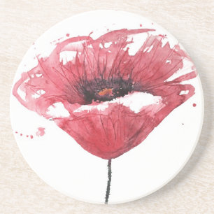 Poppy flower, watercolor coaster