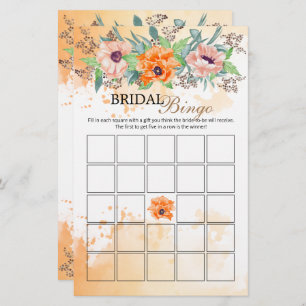 Poppy flowers bridal bingo game