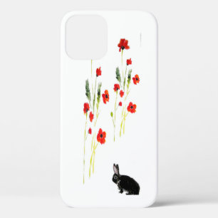 Poppy Flowers Bunny Rabbit Art iPhone 12 Case