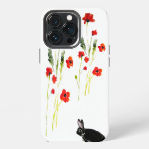 Poppy Flowers Bunny Rabbit Art iPhone 13 Pro Case