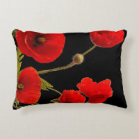 Poppy Flowers Colourful Red Floral Abstract Black
