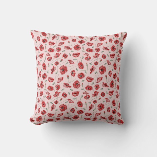 Poppy Flowers Cushion (Front)