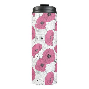 Poppy Flowers custom monogram tumbler