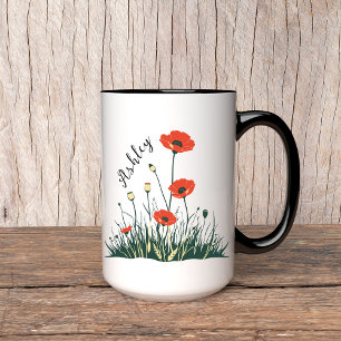 Poppy Flowers Custom Mug, Gift for Women & Boss Mug