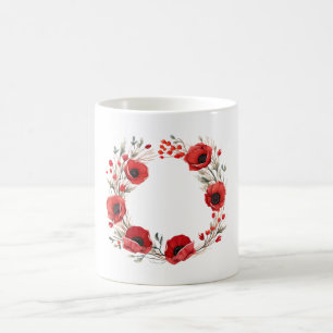 Poppy Flowers Elegant Red Poppy Floral Coffee Mug