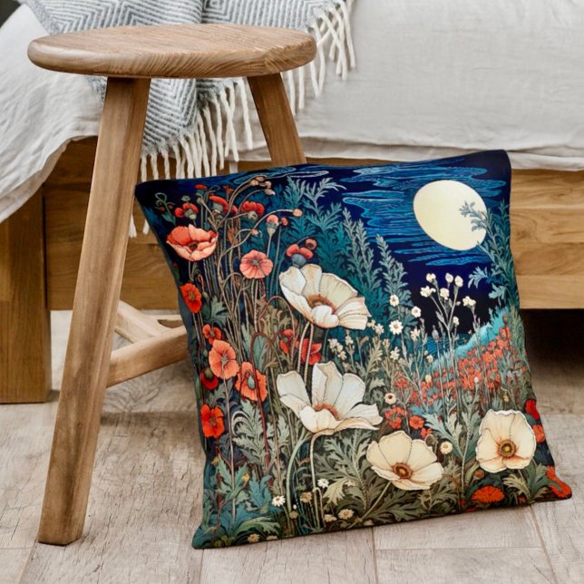 Poppy Flowers Farmhouse Decor Throw Pillow (Creator Uploaded)