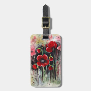 Poppy Flowers In Watercolor Luggage Tag