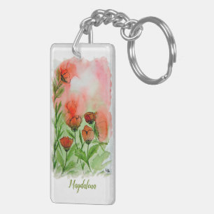 Poppy flowers key ring
