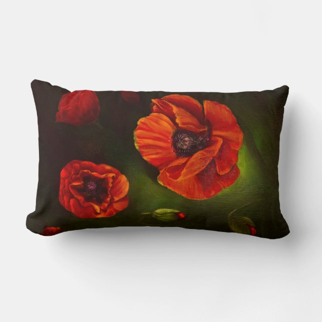 Poppy flowers lumbar cushion (Front)