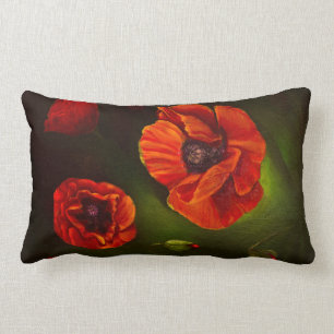 Poppy flowers lumbar cushion