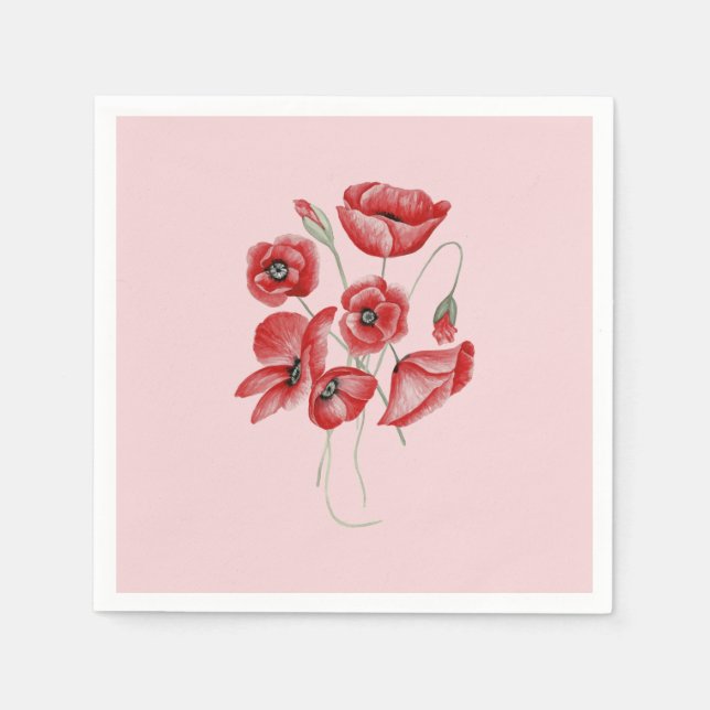Poppy Flowers Napkin (Front)