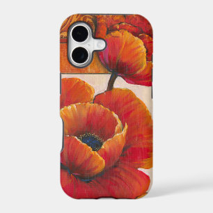 Poppy Flowers on Tan and Orange Background