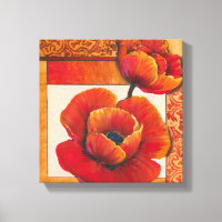 Poppy Flowers on Tan and Orange Background