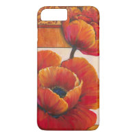 Poppy Flowers on Tan and Orange Background