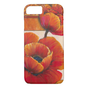 Poppy Flowers on Tan and Orange Background Case-Mate iPhone Case