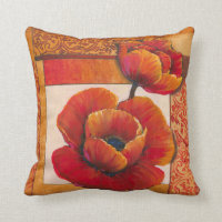 Poppy Flowers on Tan and Orange Background