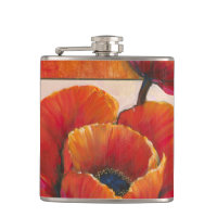 Poppy Flowers on Tan and Orange Background