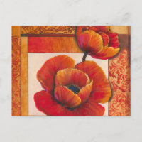 Poppy Flowers on Tan and Orange Background