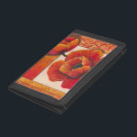 Poppy Flowers on Tan and Orange Background Trifold Wallet<br><div class="desc">You can almost feel the texture of the petals on these poppy flowers painted by Tim O'Toole. They blend perfectly with the tan and orange background,  creating a splendidly poetic vision. Buy it for your home or give it as a gift!</div>
