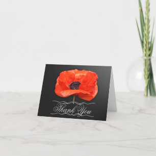 Poppy Flowers Orange Black Thank You Note