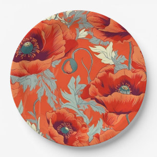 Poppy Flowers Paper Plates