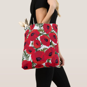 Poppy Flowers Pattern Tote Bags