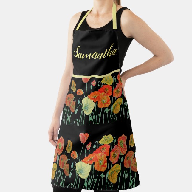 Poppy Flowers Poppy Floral Watercolor Art Apron (Insitu)