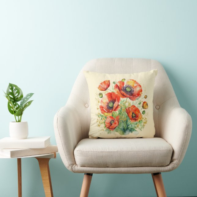 Poppy Flowers Pretty Wildflowers Red Poppies Cushion (Chair)
