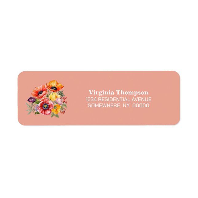 Poppy Flowers Return Address Label (Front)