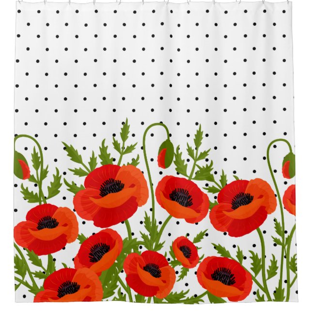 Poppy Flowers Shower Curtain (Front)