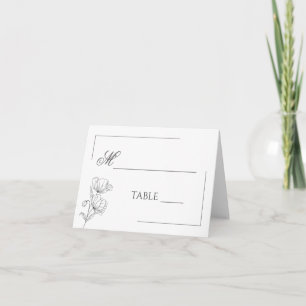 Poppy flowers simple wedding place cards