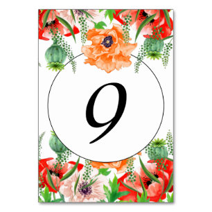 Poppy Flowers Table Number