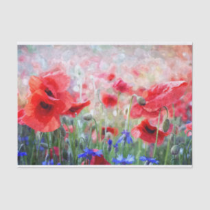 Poppy Flowers Watercolor Painting  Decoupage Tissue Paper