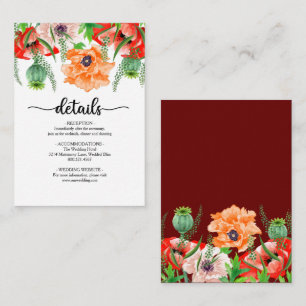 Poppy Flowers Wedding Enclosure Card