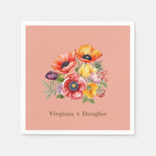 Poppy Flowers Wedding Napkins