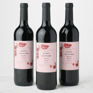 Poppy Flowers Wine Label