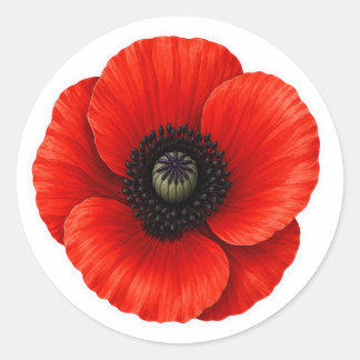 Poppy for Remembrance Day Classic Round Sticker