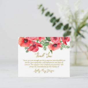 Poppy Funeral Thank You Card Bereavement
