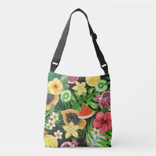 Poppy garden in coral and brown crossbody bag